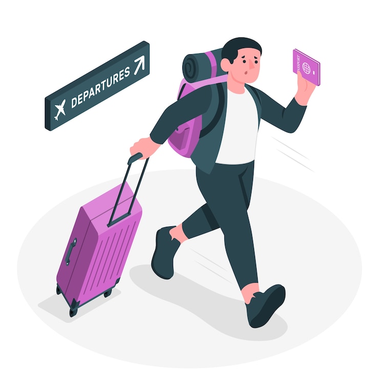 Vecteur gratuit courir avec illustration de concept de valises