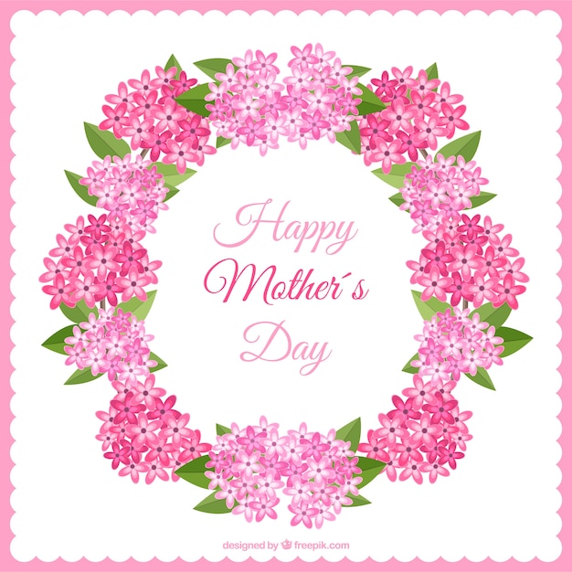 Vecteur gratuit couronne de fleurs rose pour la fête des mères