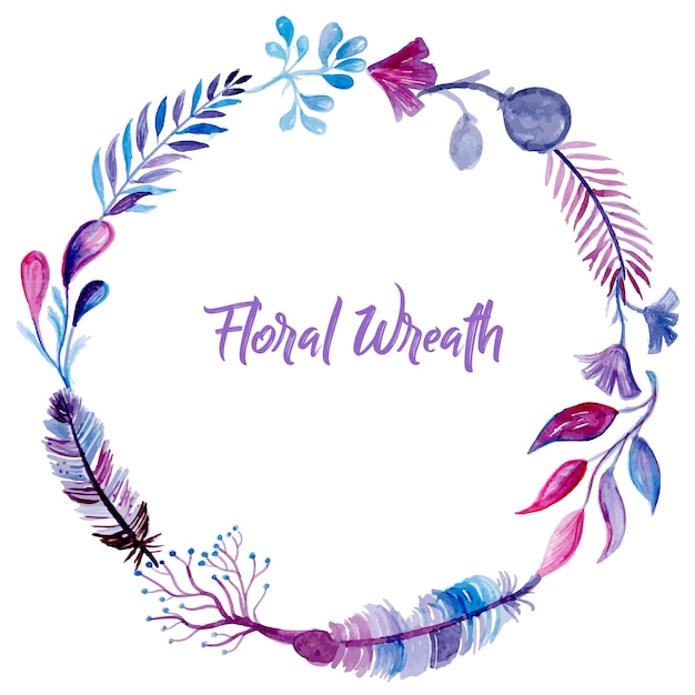 Vecteur gratuit couronne florale d'aquarelle