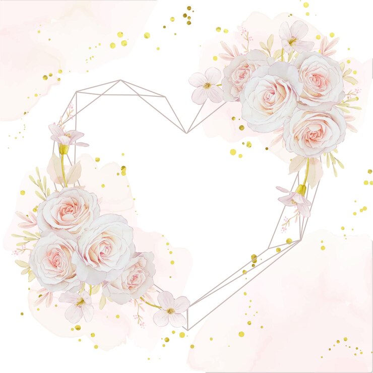 Vecteur gratuit couronne florale de bel amour avec des roses aquarelles