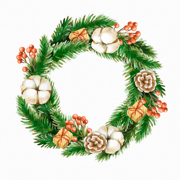 Couronne de Noël aquarelle