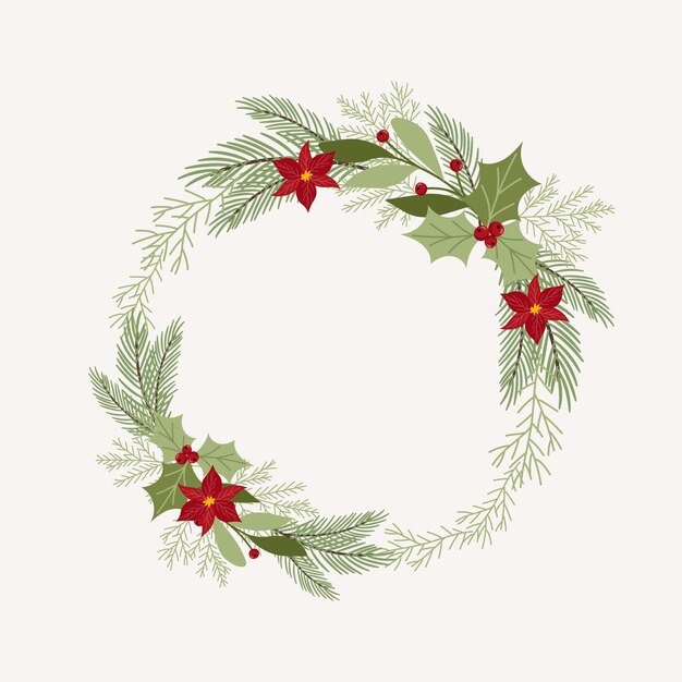 couronne de Noël à la conception plate