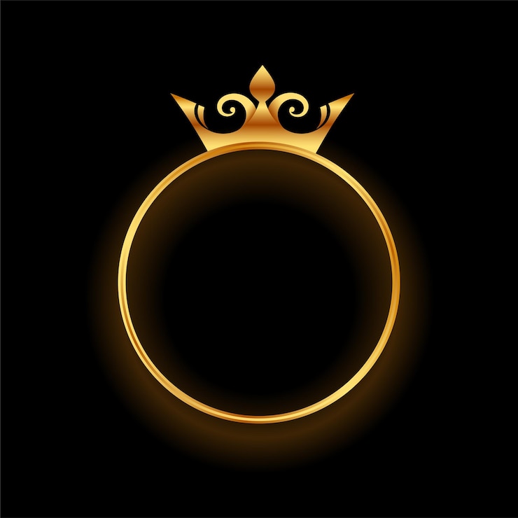 Vecteur gratuit couronne d'or avec fond de cadre anneau circulaire
