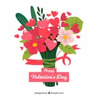 Vecteur gratuit couronnes et bouquets de fleurs pour le jour de la saint-valentin