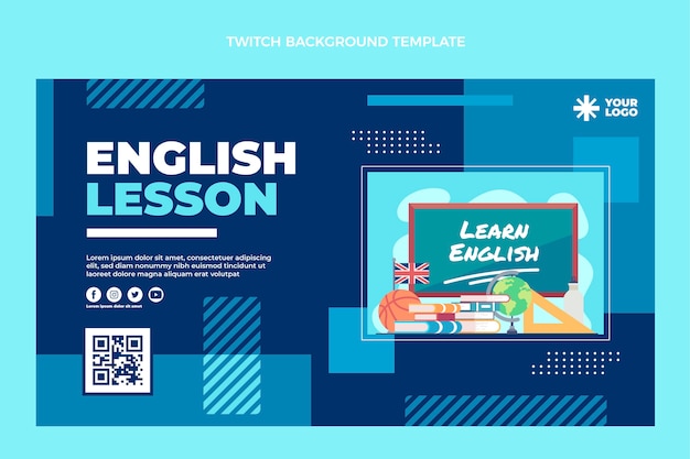 Vecteur gratuit cours d'anglais design plat fond de secousse