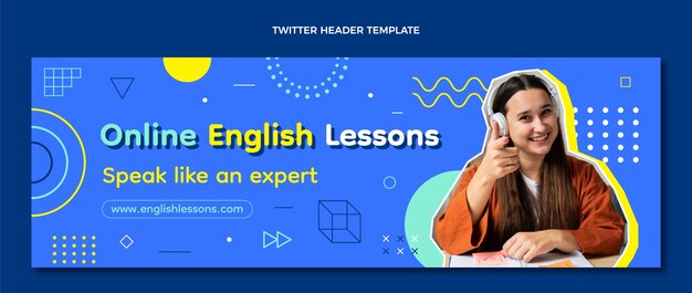 Cours D'anglais En Ligne Design Plat En-tête Twitter