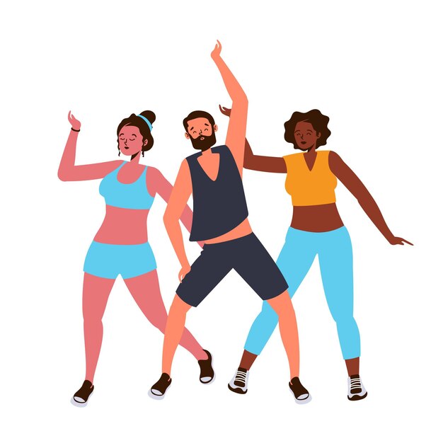 Cours de fitness danse plat illustré