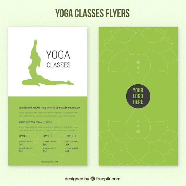 Vecteur gratuit cours de yoga vert prospectus