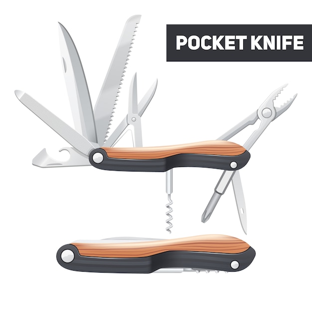 Couteau multifonction de poche avec tournevis ouvre-tournevis et tire-bouchon