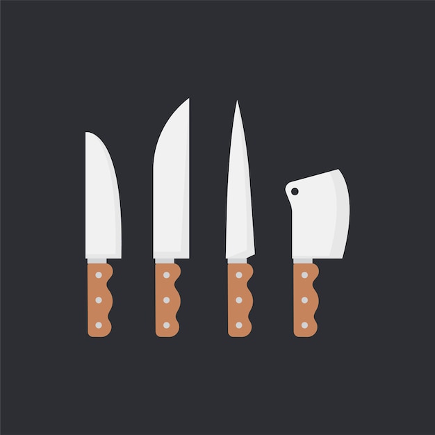 Vecteur gratuit couteaux de cuisine mis illustration vectorielle