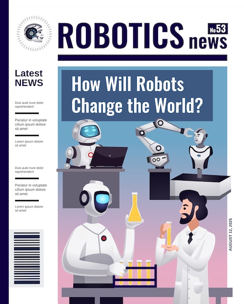 Vecteur gratuit couverture du magazine robotics