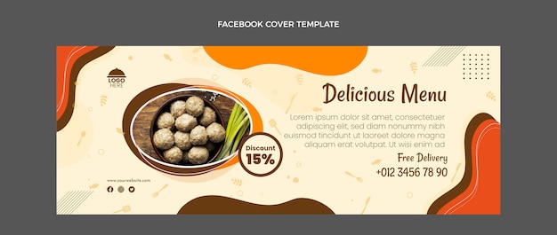 Vecteur gratuit couverture facebook alimentaire design plat