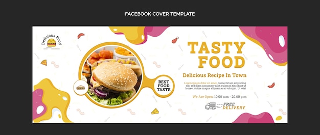 Couverture facebook alimentaire design plat