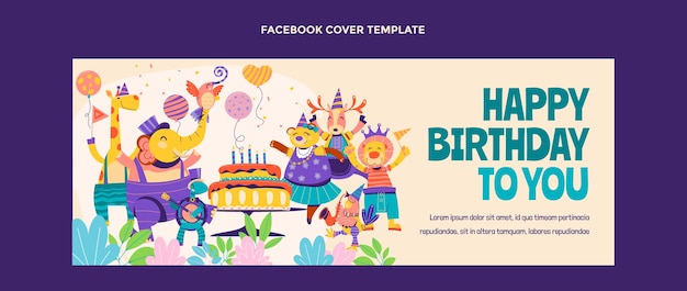 Couverture facebook anniversaire enfantin dessiné à la main