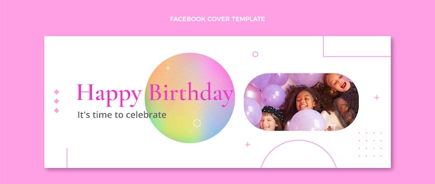 Couverture facebook d'anniversaire de texture dégradée