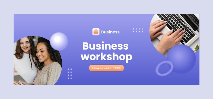 Vecteur gratuit couverture facebook de l'atelier d'affaires dégradé