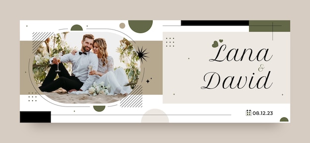 Couverture Facebook De Célébration De Mariage Design Plat