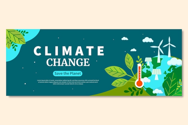 Vecteur gratuit couverture facebook sur le changement climatique au design plat dessiné à la main