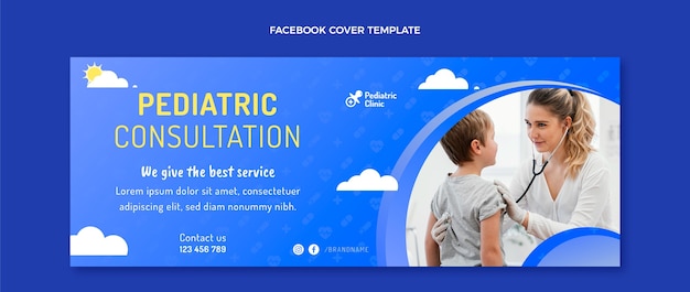 Vecteur gratuit couverture facebook de la consultation pédiatrique dégradée