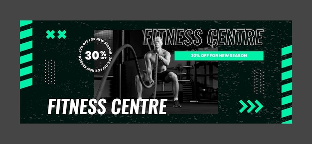 Vecteur gratuit couverture facebook de cours de gym design plat