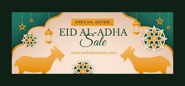 Vecteur gratuit couverture facebook dégradé eid al-adha