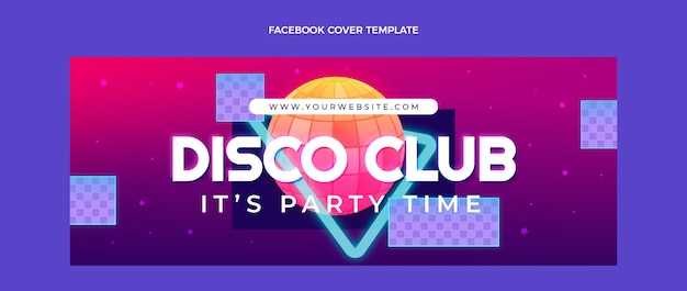 Vecteur gratuit couverture facebook dégradé rétro vaporwave disco party