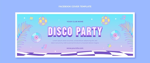 Couverture Facebook Dégradé Rétro Vaporwave Disco Party Vecteur gratuit