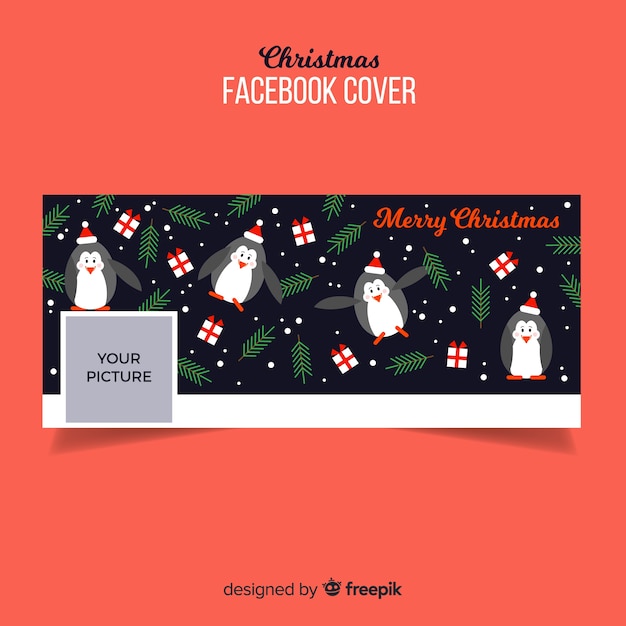 Vecteur gratuit couverture facebook design noel