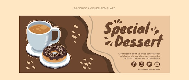 Vecteur gratuit couverture facebook dessert spécial design plat