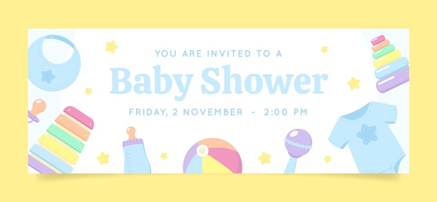 Vecteur gratuit couverture facebook dessinée à la main pour la célébration de la baby shower