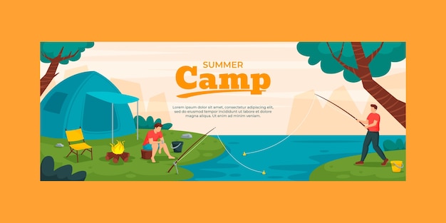 Vecteur gratuit couverture facebook du camp d'été dessiné à la main