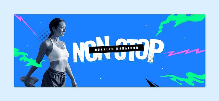 Vecteur gratuit couverture facebook du club de course à pied