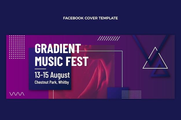 Vecteur gratuit couverture facebook du festival de musique dégradé