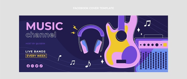 Couverture facebook du festival de musique minimal design plat