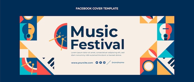 Couverture facebook du festival de musique en mosaïque plate