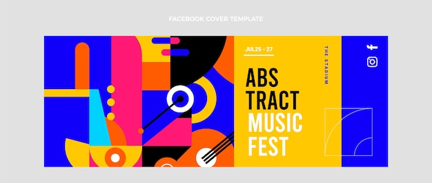 Vecteur gratuit couverture facebook du festival de musique plat