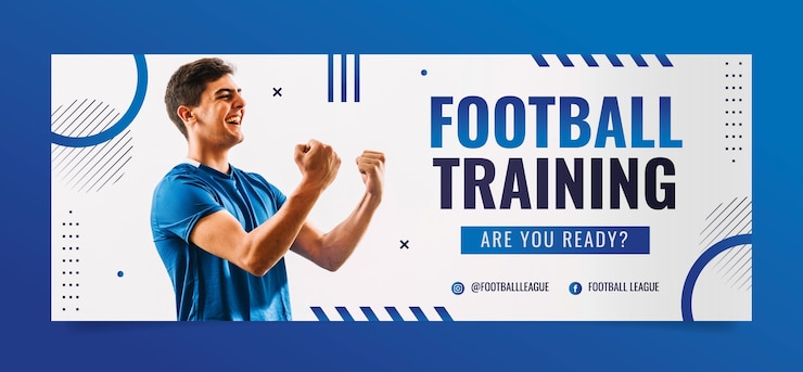 Vecteur gratuit couverture facebook du jeu de football dégradé