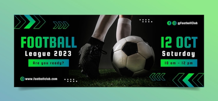 Vecteur gratuit couverture facebook du jeu de football dégradé