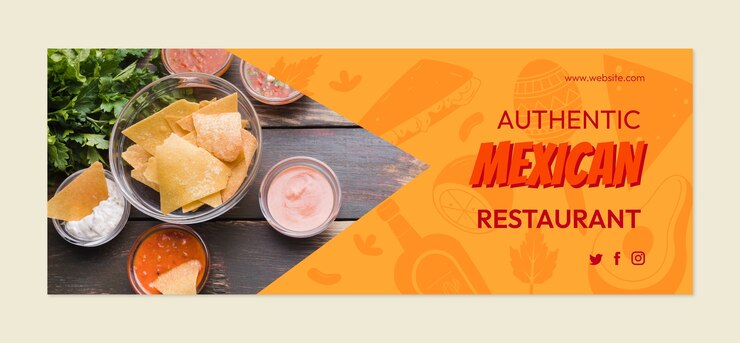 Vecteur gratuit couverture facebook du restaurant de cuisine mexicaine design plat