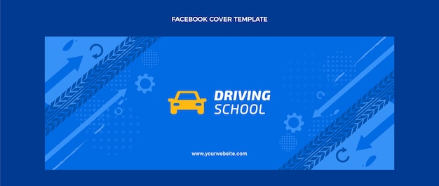 Couverture facebook de l'école de conduite de texture dessinée à la main