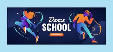 Vecteur gratuit couverture facebook de l'école de danse dégradée