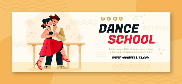 Couverture facebook de l'école de danse design plat