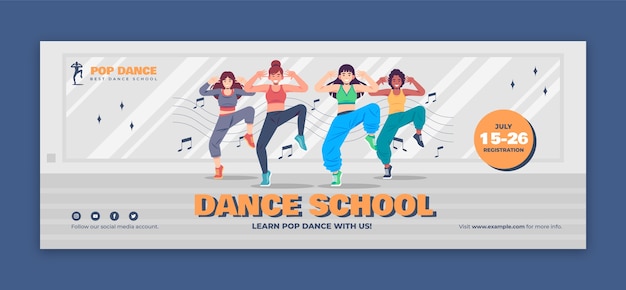 Couverture Facebook De L'école De Danse Design Plat