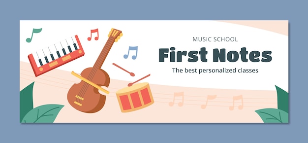 Couverture Facebook De L'école De Musique Design Plat