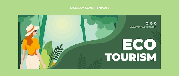 Couverture facebook écotourisme design plat