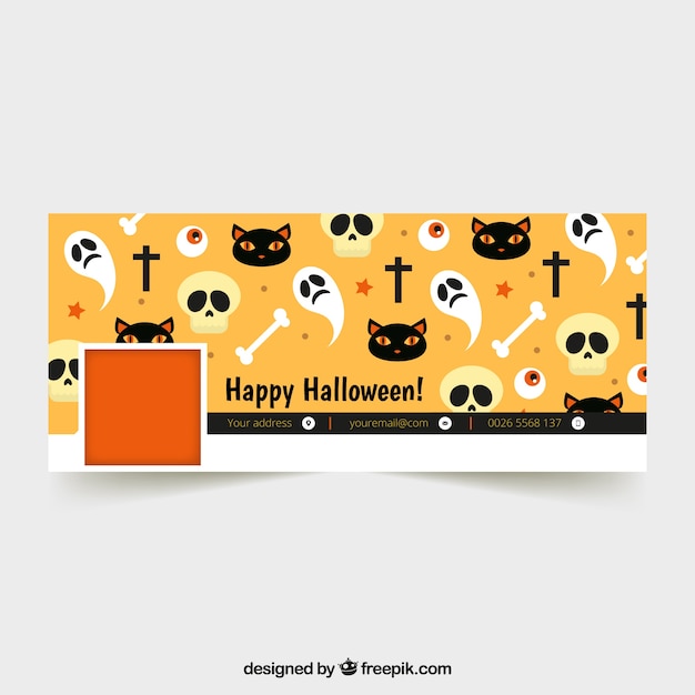 Vecteur gratuit couverture de facebook avec des éléments d'halloween