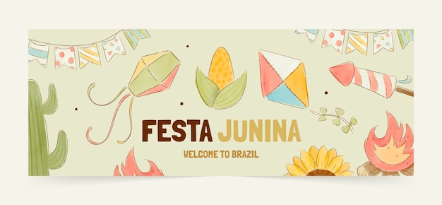 Couverture Facebook Festas Juninas Aquarelle