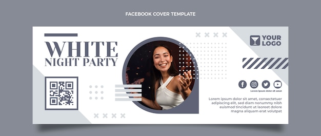 Vecteur gratuit couverture facebook fête blanche design plat