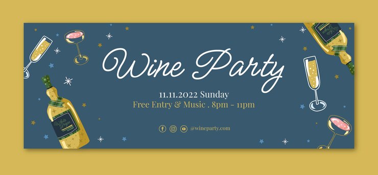 Vecteur gratuit couverture facebook de fête du vin de luxe dessinée à la main