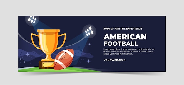 Vecteur gratuit couverture facebook de football américain design plat